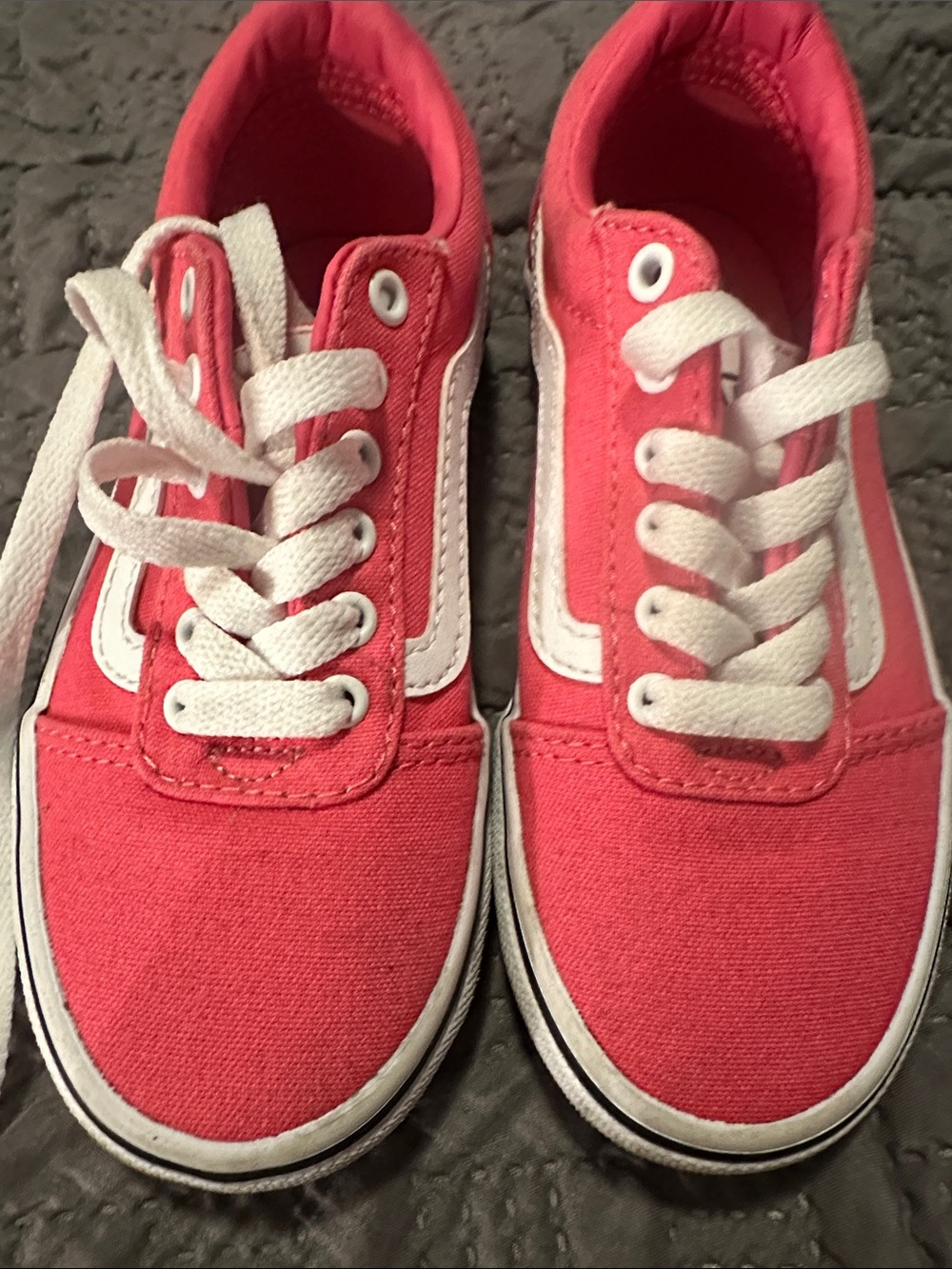 Vans Kids Coral-Pink Canvas Sneakers with White Stripe
